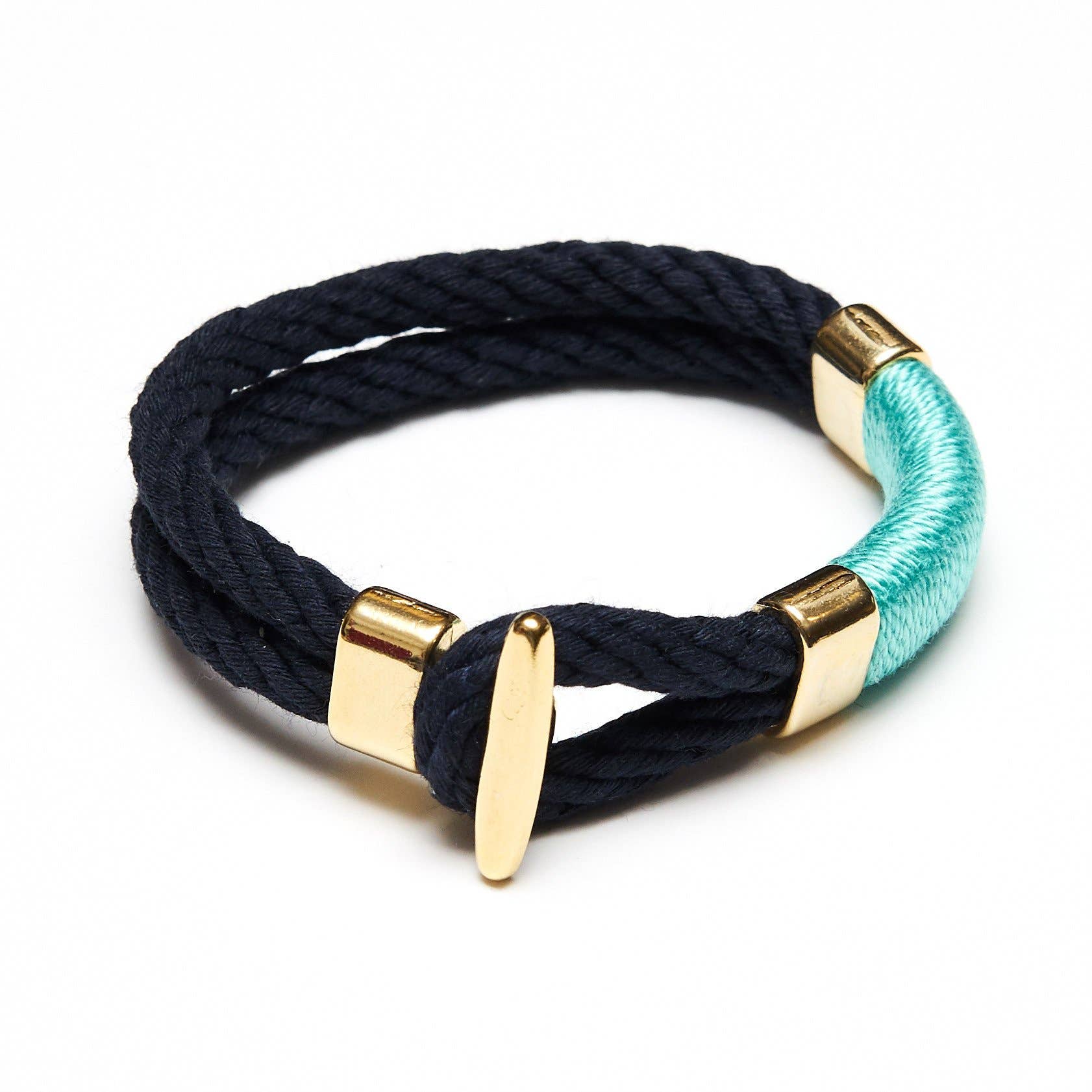 Cambridge - Navy/Turquoise/Gold - Nautical Rope Bracelet
