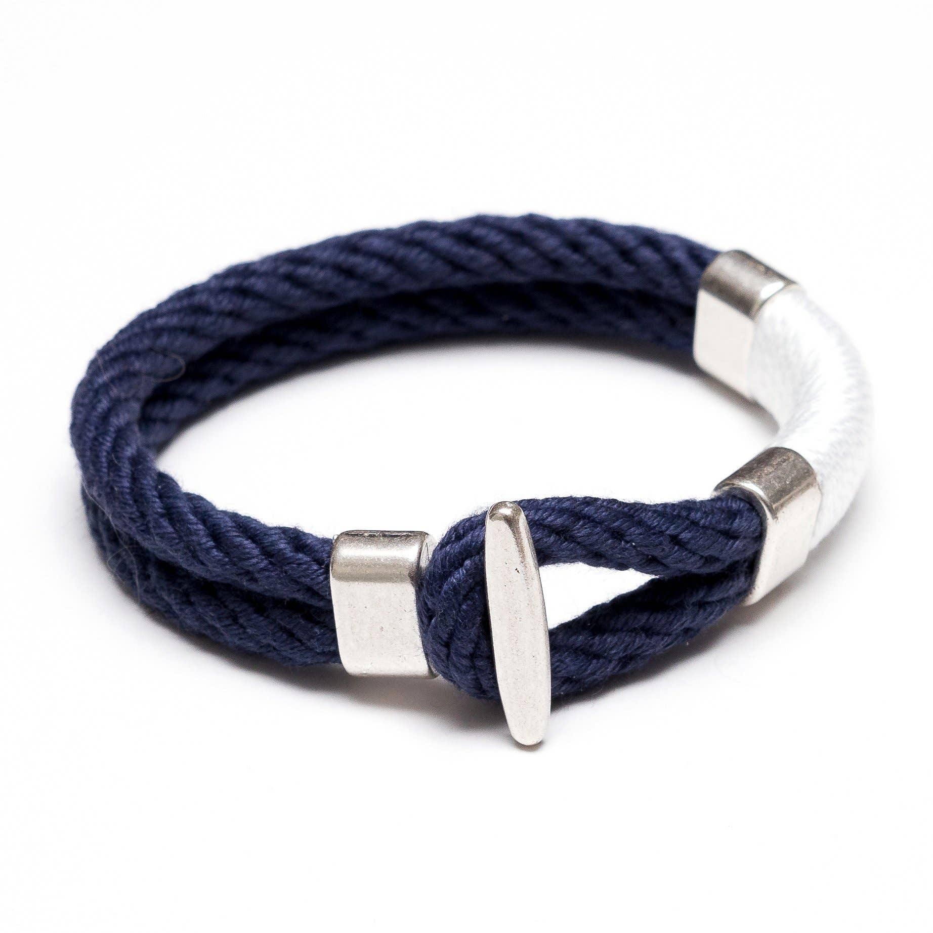 Cambridge - Navy/White/Silver - Nautical Rope Bracelet