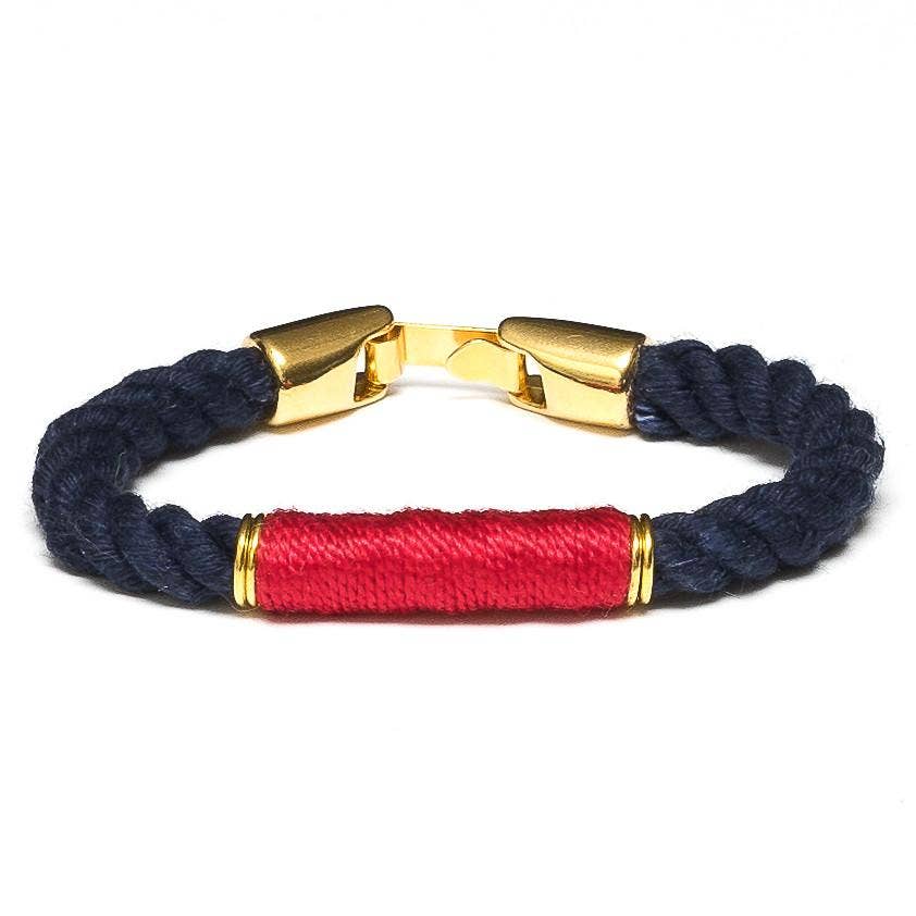 Beacon - Navy/Red/Gold - Nautical Rope Bracelet