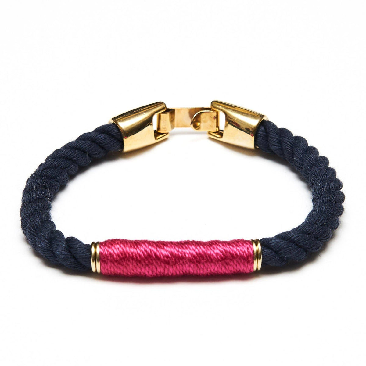 Beacon - Navy/Pink/Gold - Nautical Rope Bracelet