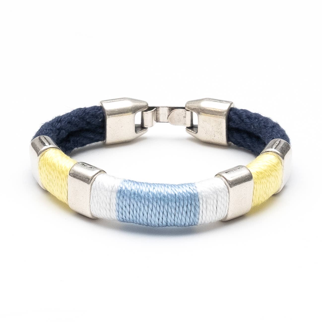 Newbury - Navy/Yellow/White/Blue/Silver - Nautical Bracelet