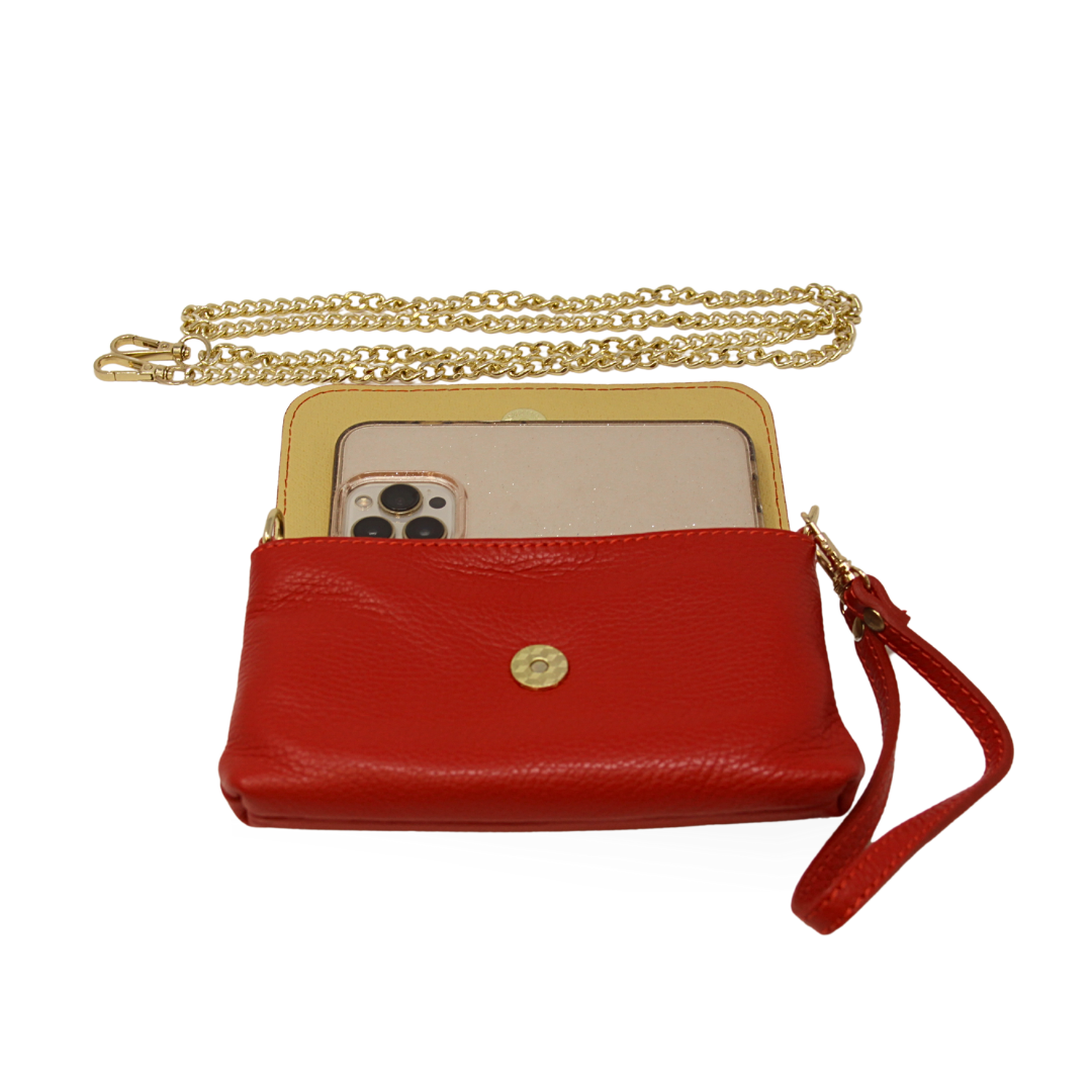 Genuine Italian Leather Crossbody Clutch