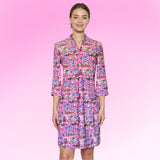 Doral 3/4 Sleeve Polo Dress in Talk Derby To Me