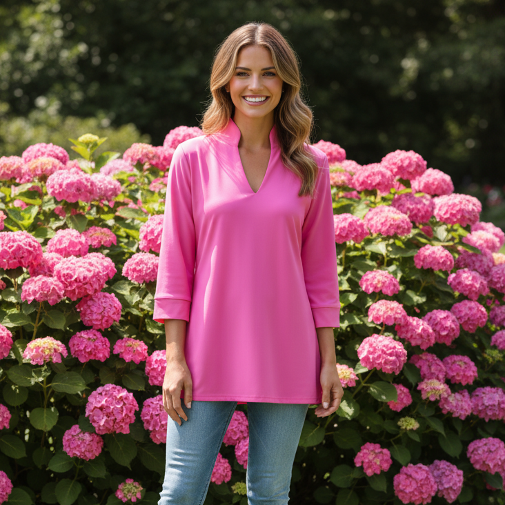 Largo Tunic Top in Barbie Pink