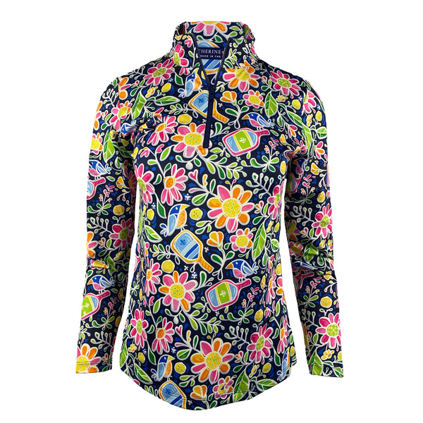 Ana Maria Pullover in Pickle Me Pink Navy Pickleball
