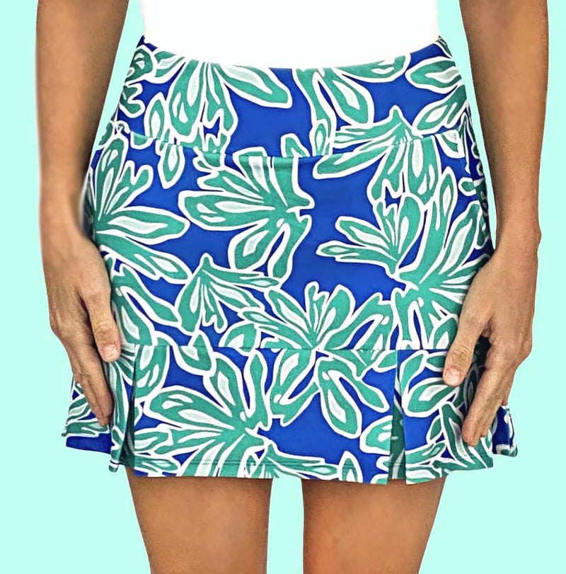 Scottsdale Pleated Skort in Beach Palm Royal and Aqua Tides (Sample)
