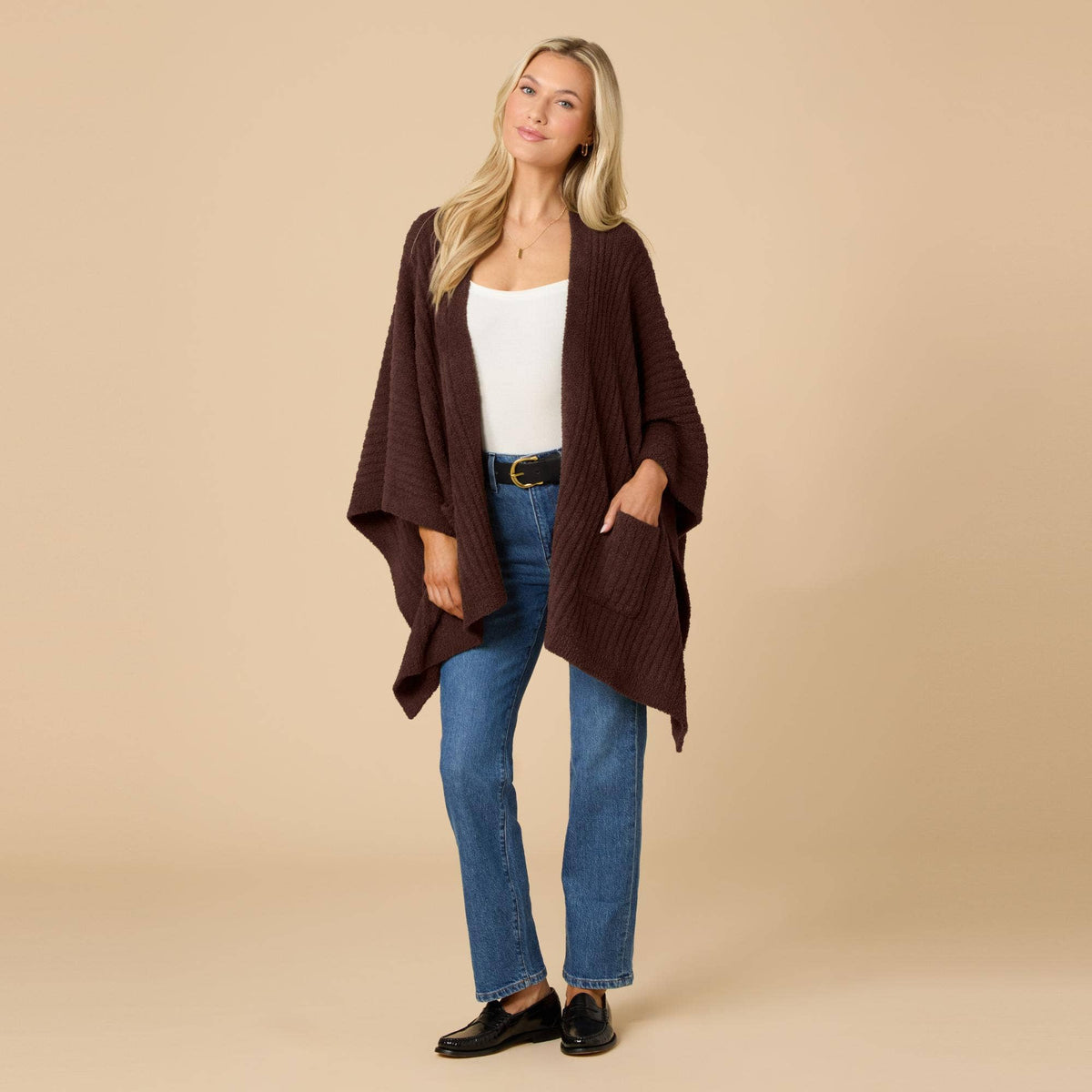 Softies Women's Ultra Soft Ribbed Shawl Wrap - One Size