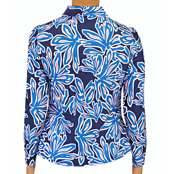 Ana Maria Pullover in Beach Palm Navy Hot Pink SAMPLE