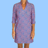Coco Dress in Geo Tile Periwinkle and Pink (Sample)