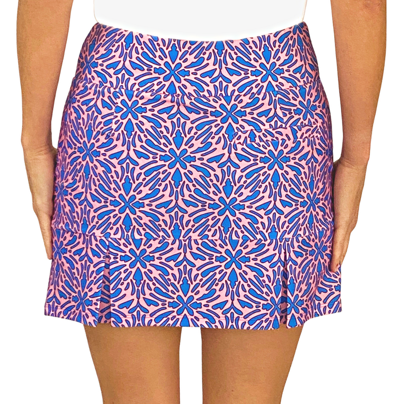 Scottsdale Pleated Skort in Geo Tile Periwinkle and Pink (Sample)