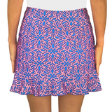 Venice Ruffle Hem Skort in Geo Tile Periwinkle and Pink (Sample)
