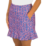 Venice Ruffle Hem Skort in Geo Tile Periwinkle and Pink (Sample)