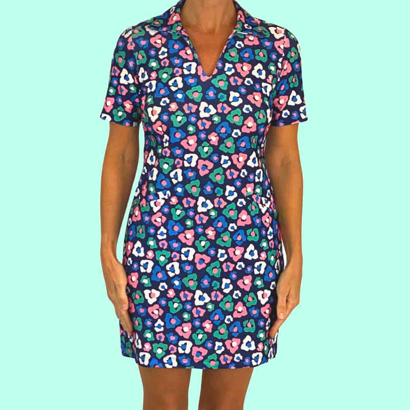 Beaufort Dress in Floral Cheetah Navy (Sample)