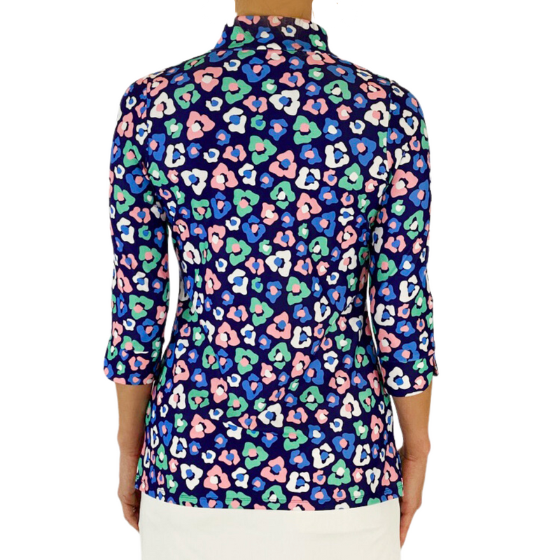Largo Tunic Top in Floral Cheetah Navy
