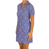 Beaufort Dress in Geo Tile Periwinkle and White FINAL SALE