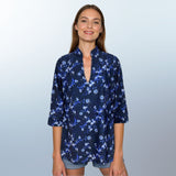 Largo Tunic Top in Aster Showers Navy