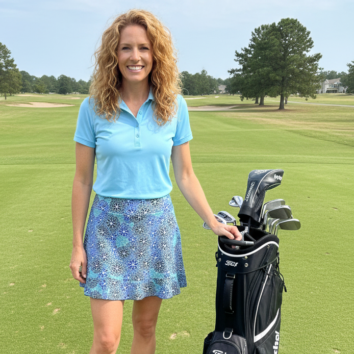 Venice Ruffle Hem Skort in Floral Mosaic Blue Jewels