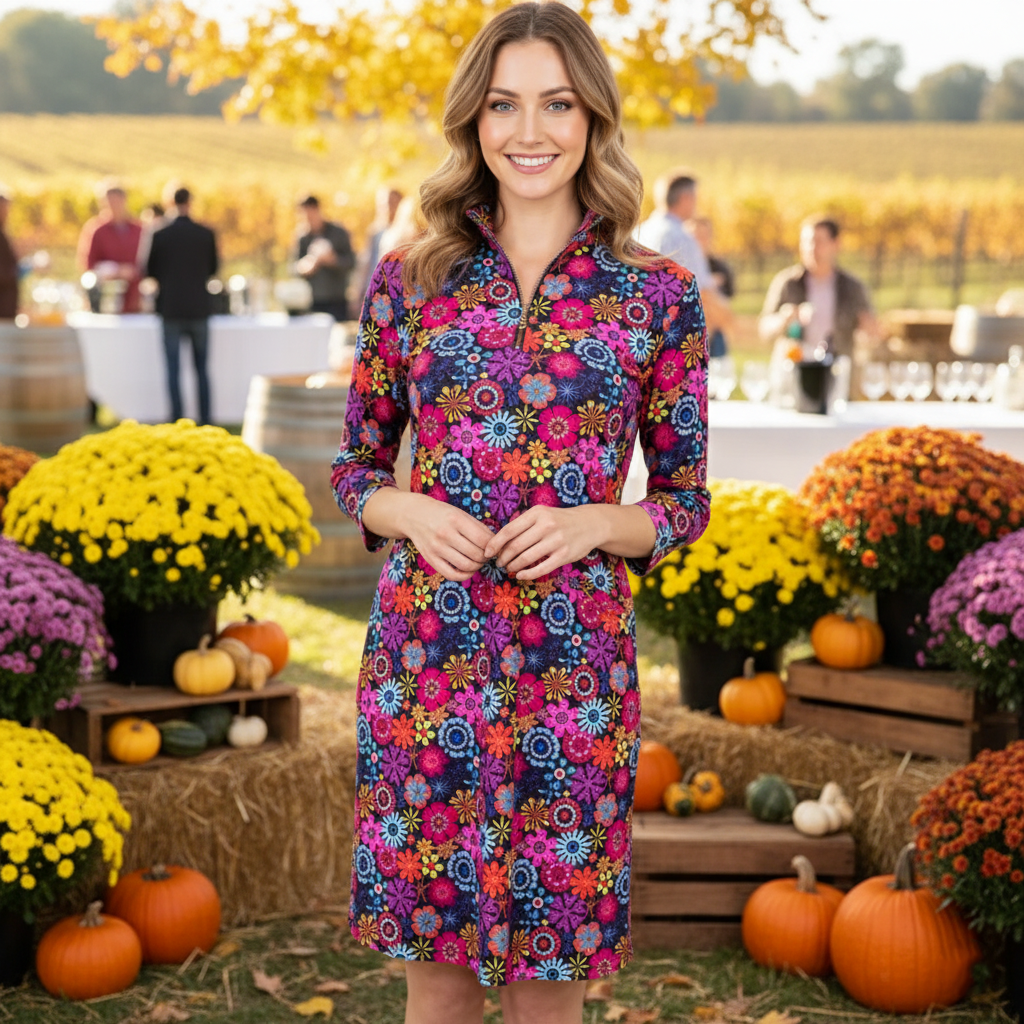 Doral Dress in Bold Blossoms
