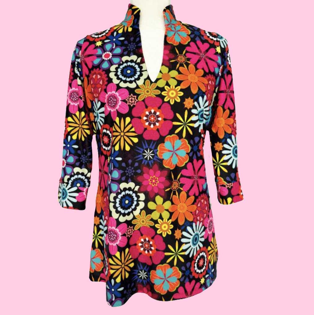 Largo Tunic Top in Bold Blossoms (Sample)