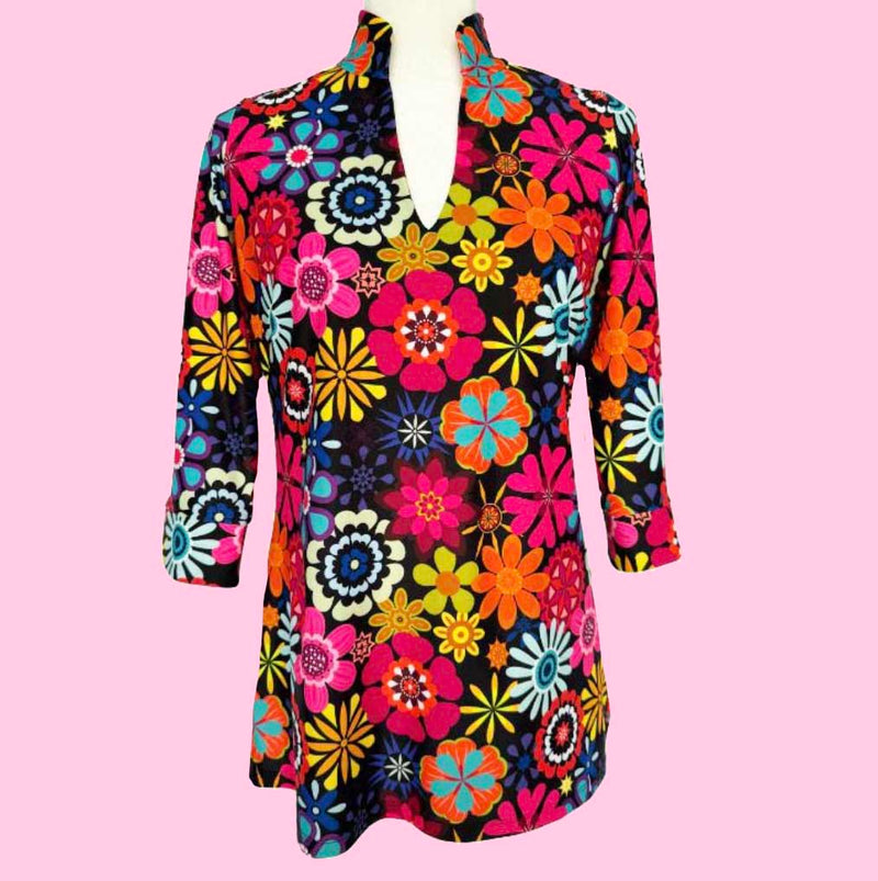 Largo Tunic Top in Bold Blossoms (Sample)