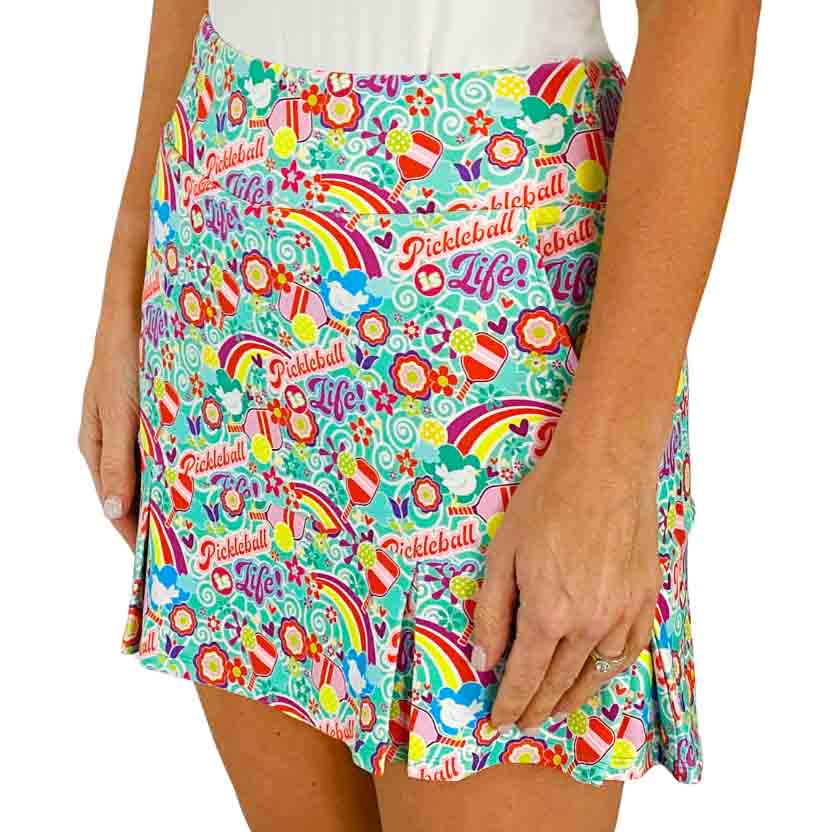 Scottsdale Pleated Skort in Pickleball Is Life Aqua Tides SAMPLE
