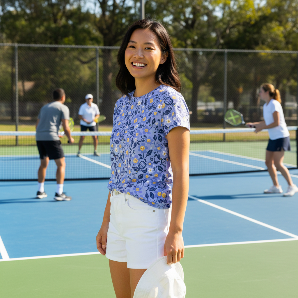 Fenwick Crew Neck Tee in Pickleball Garden Lilac