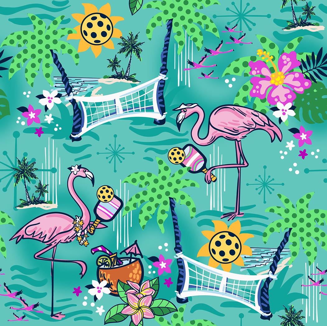 Quilted Pickleball Paddle Cover in Pickleball Paradise Aqua Tides