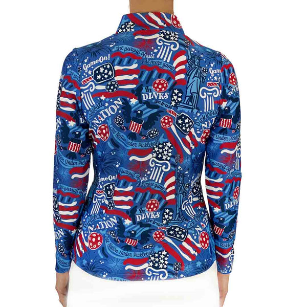 Ana Maria Pullover in Pickleball Nation Red White Blue