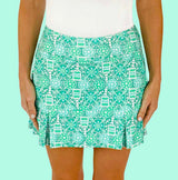 Scottsdale Pleated Skort in Peace, Love, Pickleball in Bright Aqua (Sample)