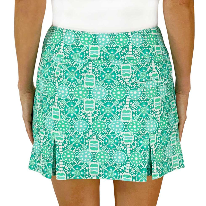 Scottsdale Pleated Skort in Peace, Love, Pickleball in Bright Aqua (Sample)