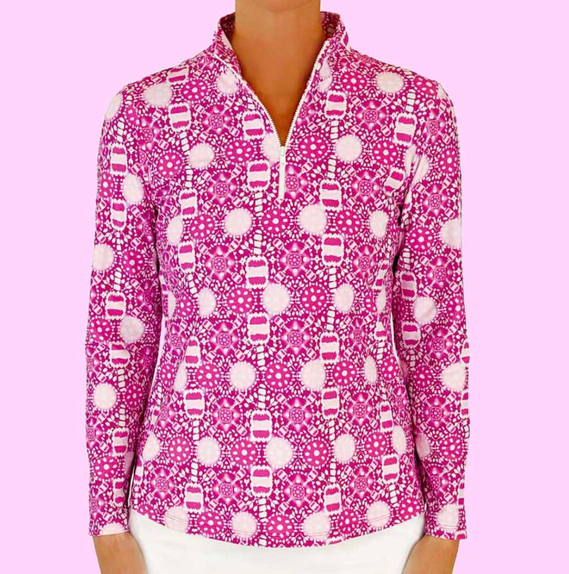 Anna Maria Pullover in Peace Love Pickleball Fuchsia