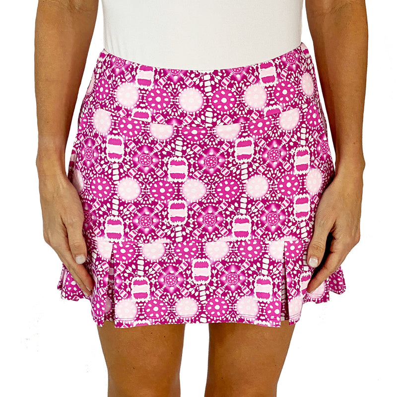 Scottsdale Pleated Skort in Peace Love Pickleball Fuchsia