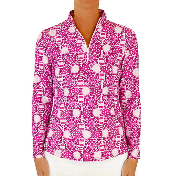 Ana Maria Pullover in Peace, Love, Pickleball Fuchsia