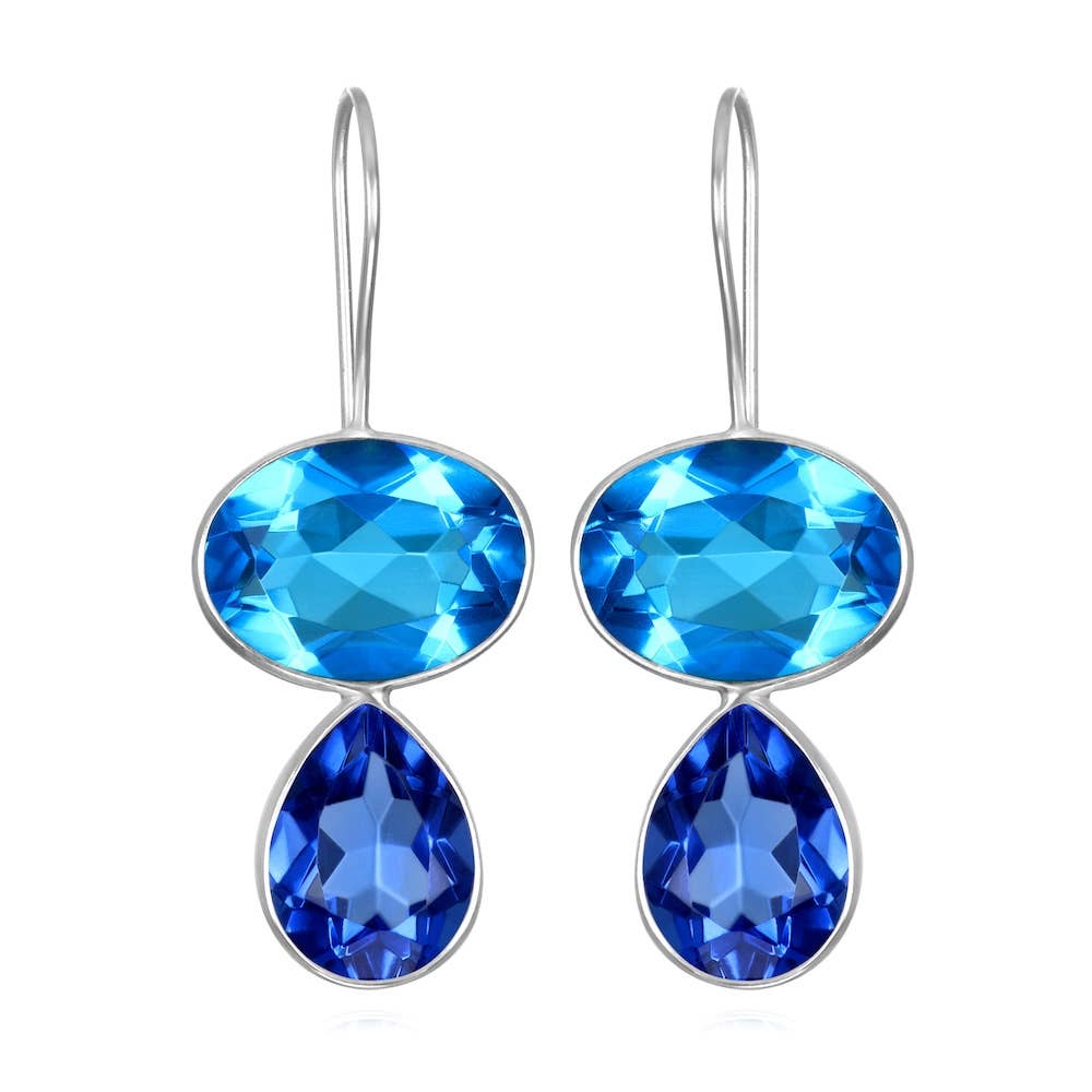 Valencia Teardrop Earring-Blueberry Silver