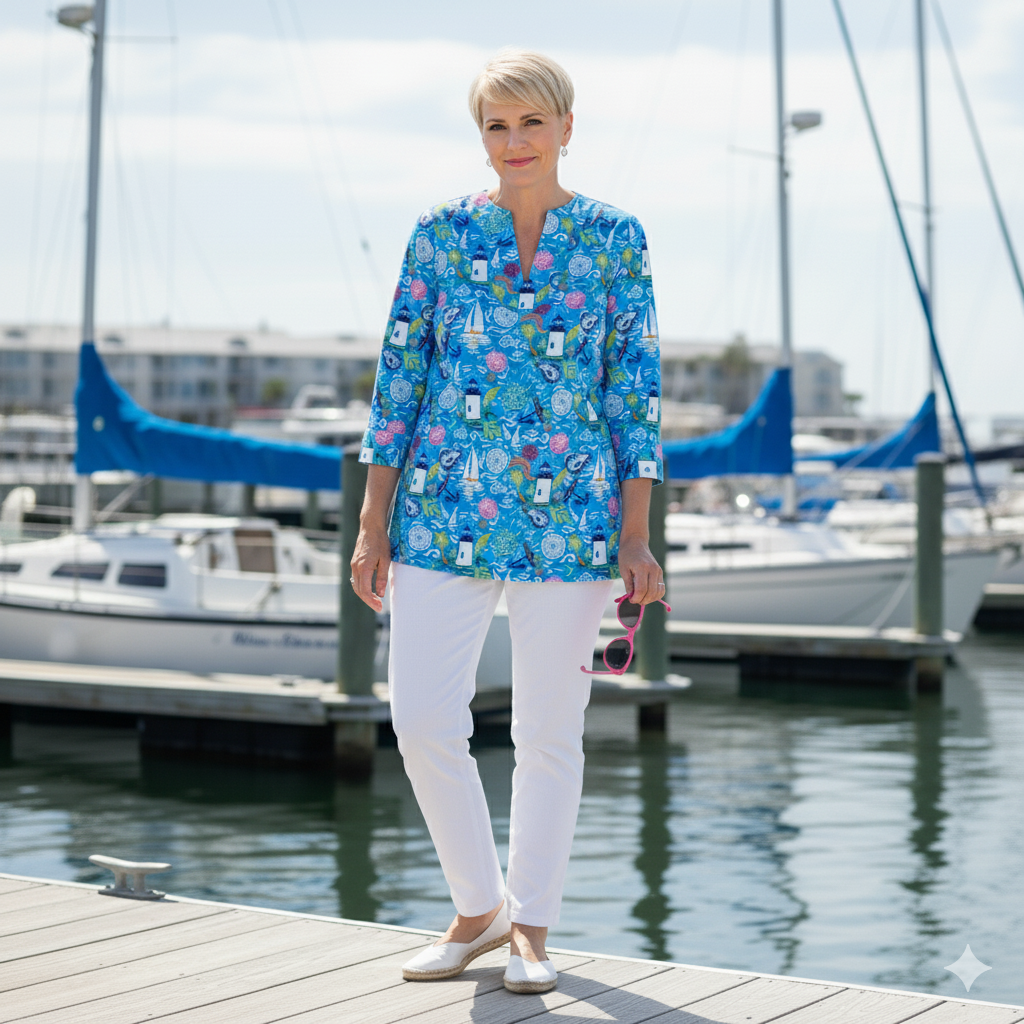 Boca Tunic Top in Harbor Lights