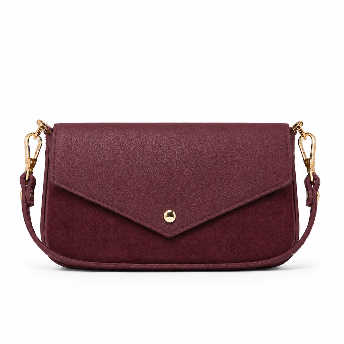 Leather and Suede Crossbody Bag in Burgundy