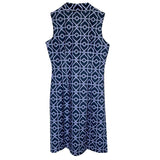 St. Regis Dress in Bamboo Lattice Navy and Lilac