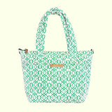 Quilted Small Crossbody Satchel in Imperial Trellis Shamrock on White