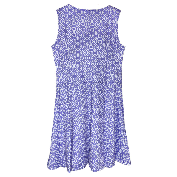 Katherine Way Fit & Flare Dress in Imperial Trellis Lilac and White