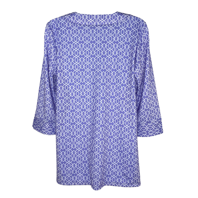 Katherine Way Boca Tunic Top in Imperial Trellis Lilac and White