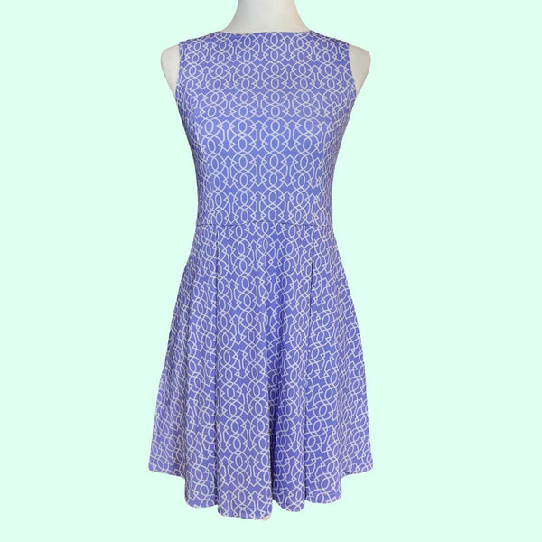 Havana Fit & Flare Dress in Imperial Trellis Lilac and White