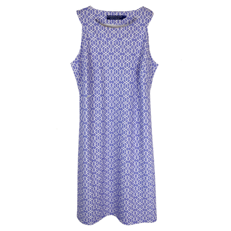 Katherine Way Seaside Dress in Imperial Trellis Lilac and White