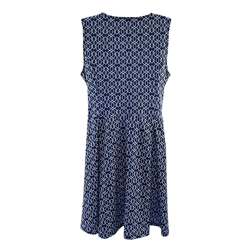 Havana Fit & Flare Dress in Imperial Trellis Navy and White