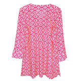 Katherine Way Boca Tunic Top in Imperial Trellis Pink and White