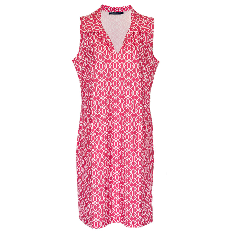 St. Regis Dress in Imperial Trellis Pink and White