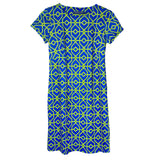 Katherine Way Key West Dress in Bamboo Lattice Royal and Pear