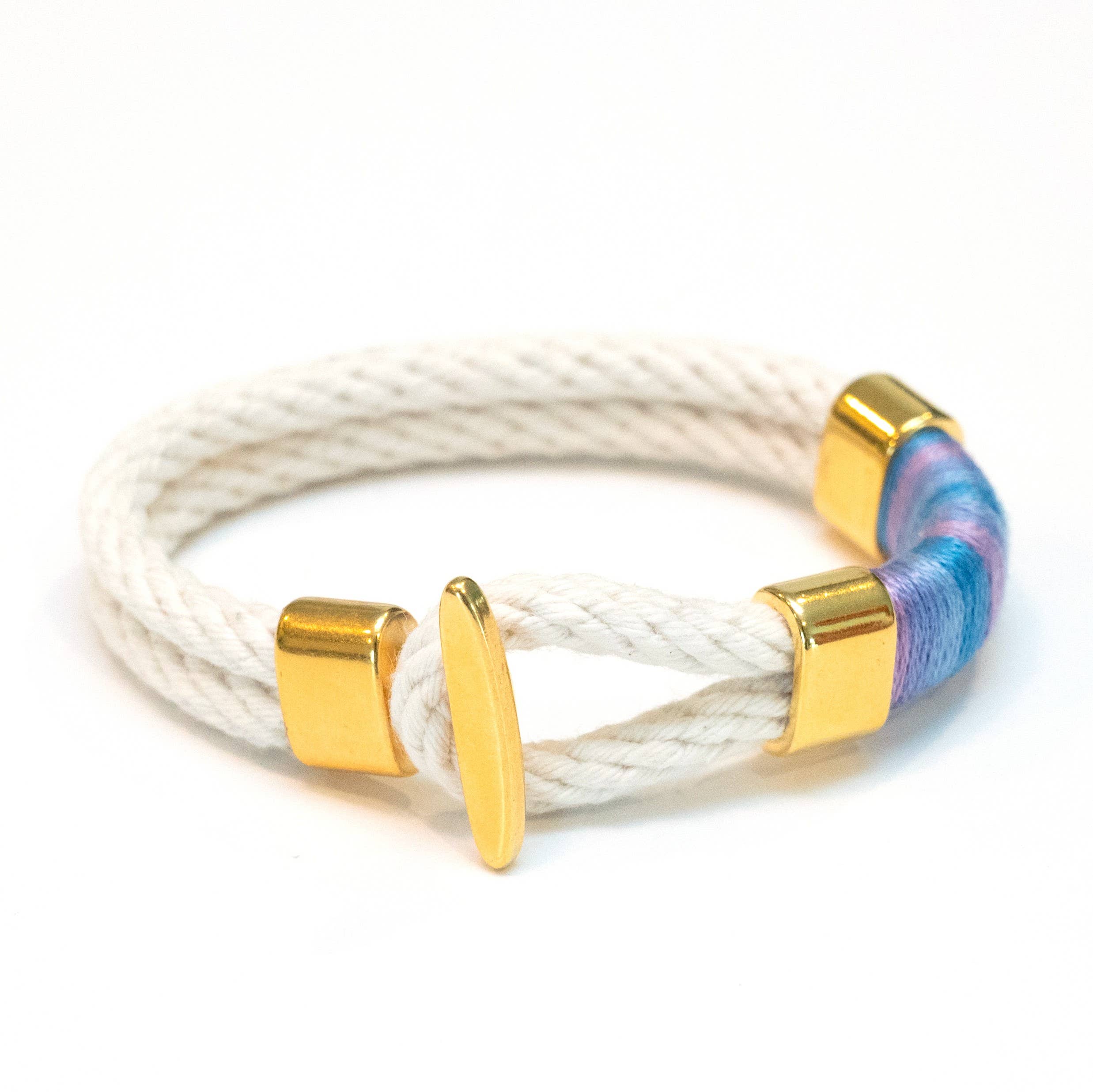 Cambridge -  Ivory/Hydrangea/Gold - Nautical Rope Bracelet