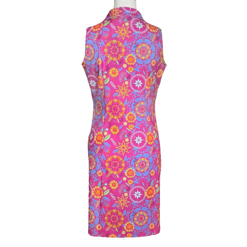 St. Regis V-Neck Dress in Wild Wild Wildflowers Hot Pink and Periwinkle