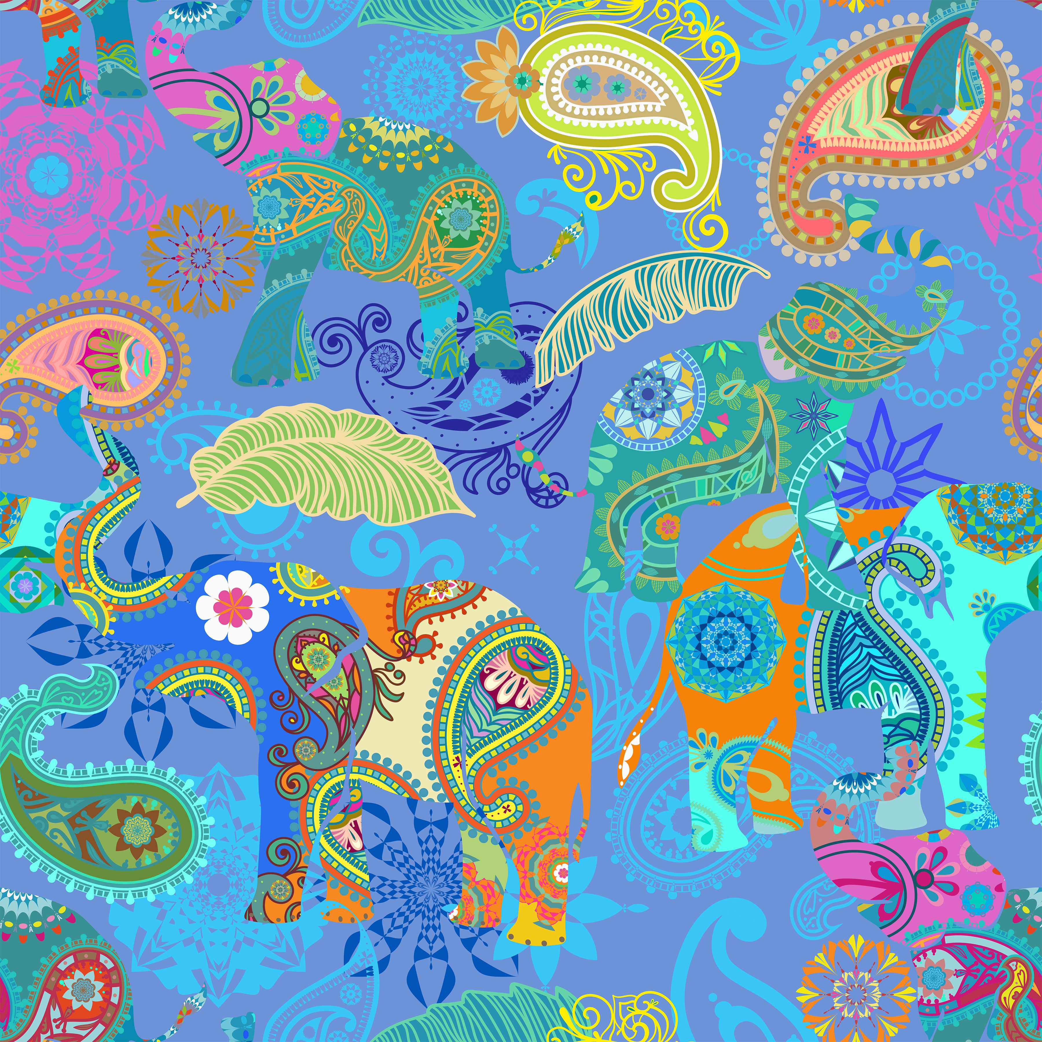 St. Regis V-Neck Dress in Paisley Pachyderms Periwinkle