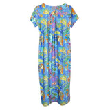 Mackinac Island Midi Length Tee Shirt Dress in Paisley Pachyderms Periwinkle